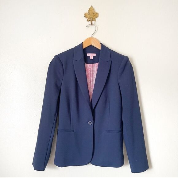 Lilly Pulitzer Navy Blue Button Blazer Preowned - Picture 1 of 9